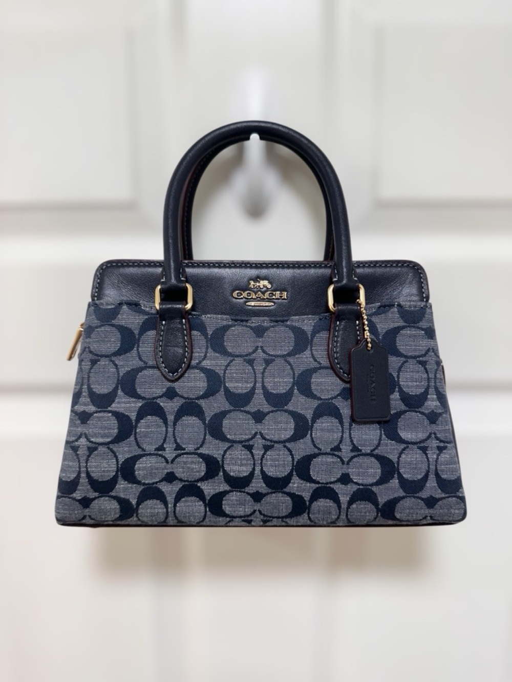 Coach Mini Darcie Carryall Satchel Chambray Signature Canvas CH859